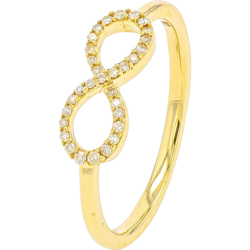 10K Yellow Gold Infinity Motif Ring with Round Prong-Set Diamonds - 0.10 Carat Total Diamond Weight