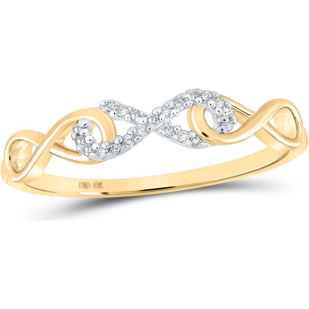 10K Yellow Gold Infinity Ring with Prong-Set Round Diamonds - 1/20 Carat Total Diamond Weight