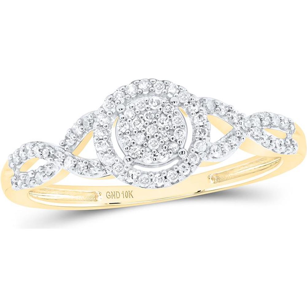 10K Yellow Gold Infinity Twist Halo Ring with 1/5 Carat Total Round Diamonds