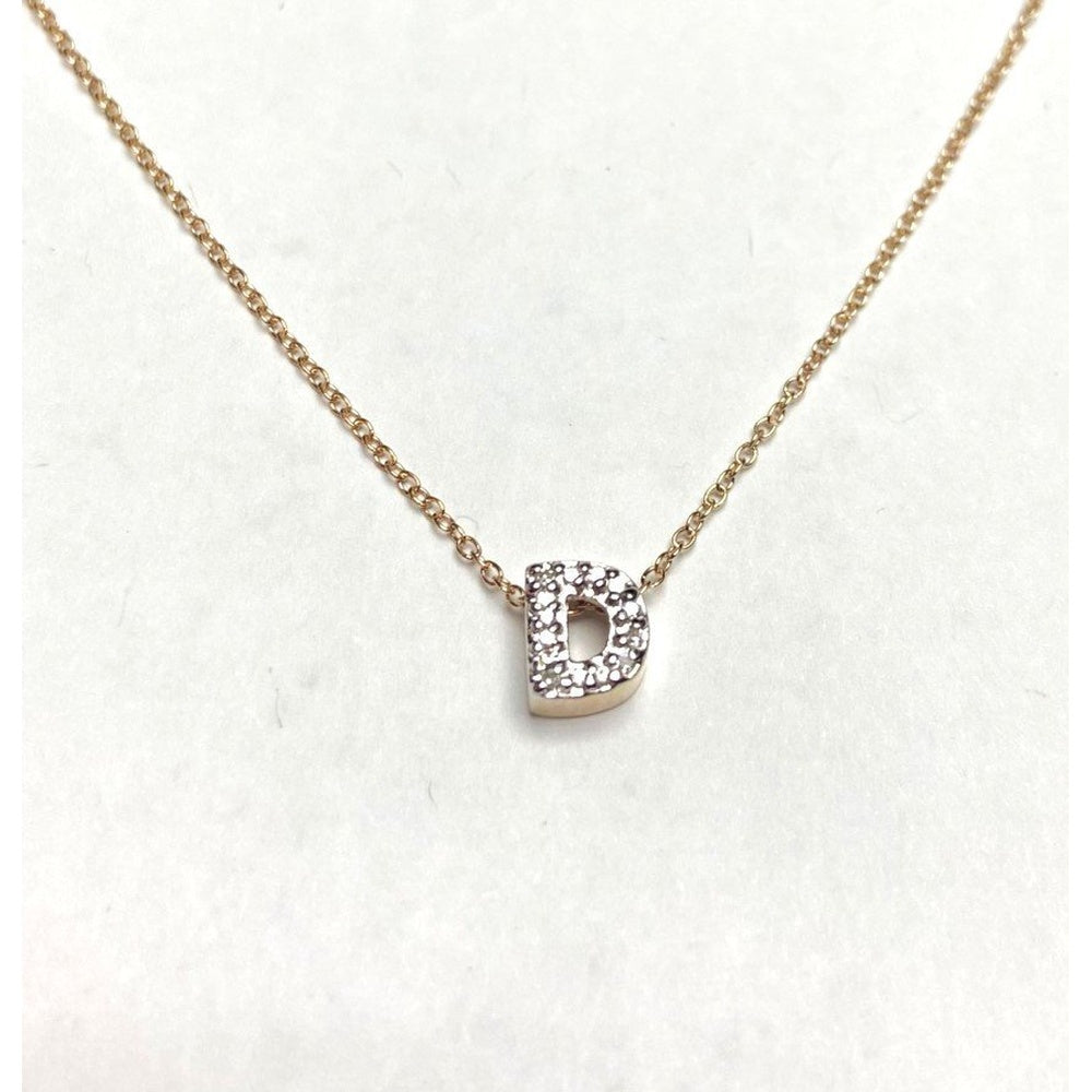 10K Yellow Gold Initial Pendant with Prong-Set Round Diamonds - 0.08 Carat Total Diamond Weight by Auriventus