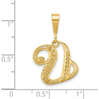 10K Yellow Gold Initial "U" Pendant with Filigree Design