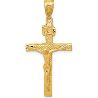10K Yellow Gold INRI Crucifix Pendant - 47mm Length
