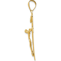 10K Yellow Gold INRI Crucifix Pendant - 47mm Length