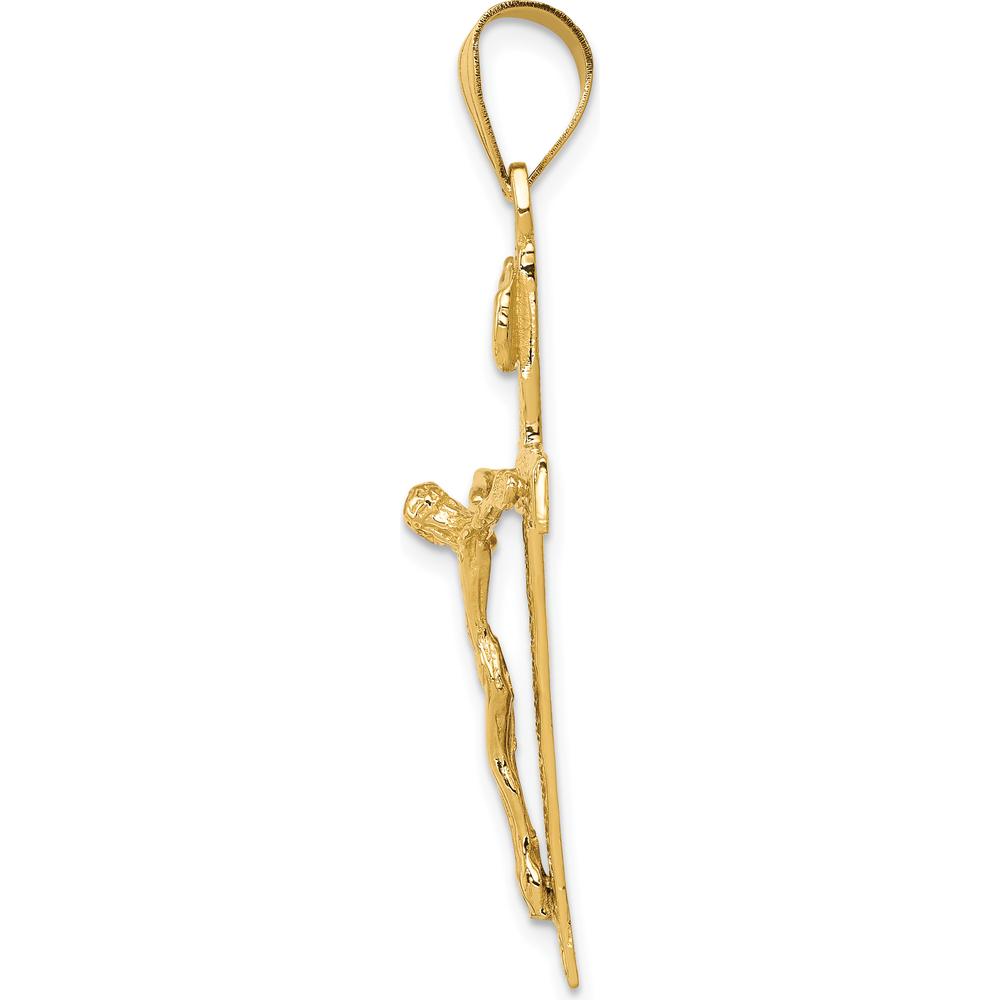 10K Yellow Gold INRI Crucifix Pendant - 47mm Length