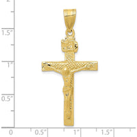 10K Yellow Gold INRI Crucifix Pendant - 47mm Length