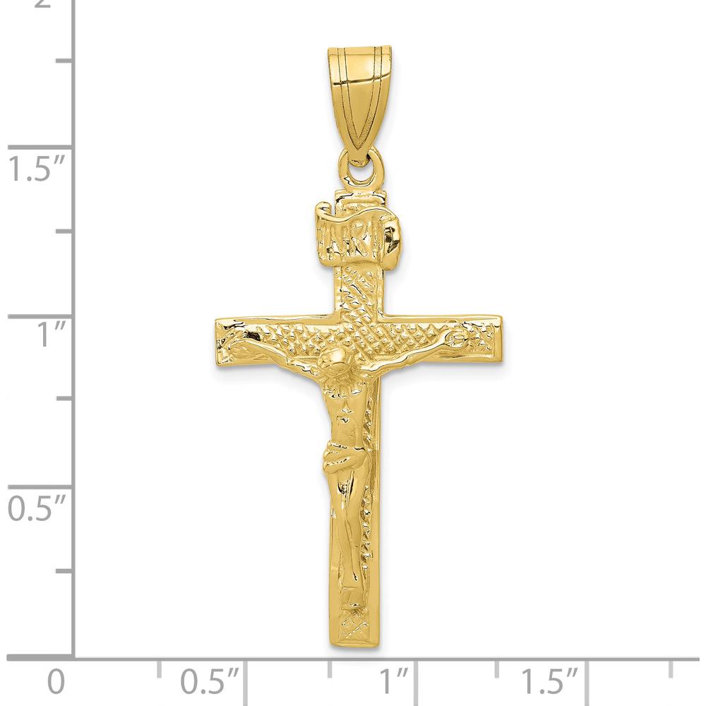 10K Yellow Gold INRI Crucifix Pendant - 47mm Length