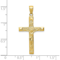 10K Yellow Gold INRI Crucifix Pendant - Polished Finish - 39mm Length