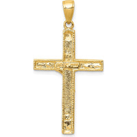 10K Yellow Gold INRI Crucifix Pendant - Polished Finish - 39mm Length