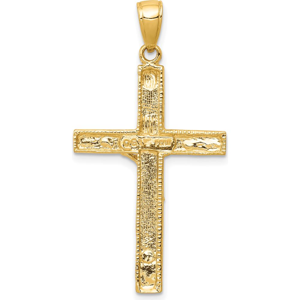 10K Yellow Gold INRI Crucifix Pendant - Polished Finish - 39mm Length
