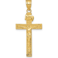 10K Yellow Gold INRI Crucifix Pendant with Polished Finish - 39mm Length
