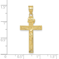 10K Yellow Gold INRI Crucifix Pendant with Polished Finish - 39mm Length