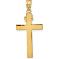 10K Yellow Gold INRI Crucifix Pendant with Polished Finish - 39mm Length