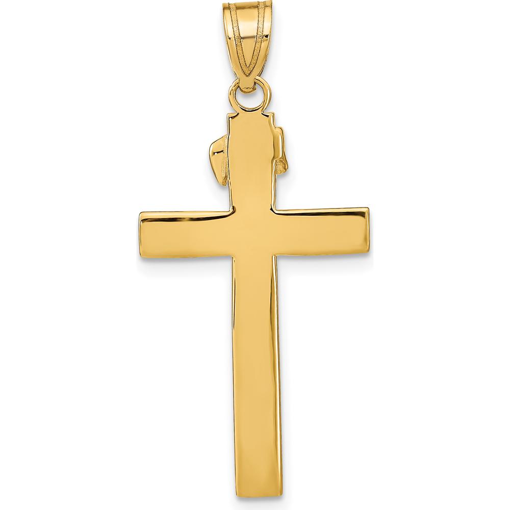 10K Yellow Gold INRI Crucifix Pendant with Polished Finish - 39mm Length