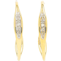 10K Yellow Gold Inside-Out C-Hoops with Milgrain-Set Diamonds - 0.08 Carat Total Diamond Weight