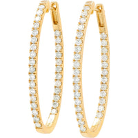10K Yellow Gold Inside - Out Hoop Earrings with 3.00 Carat Total Lab Grown Diamonds