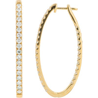 10K Yellow Gold Inside - Out Hoop Earrings with 3.00 Carat Total Lab Grown Diamonds