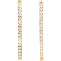 10K Yellow Gold Inside - Out Hoop Earrings with 3.00 Carat Total Lab Grown Diamonds