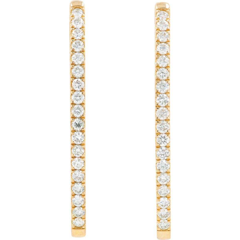 10K Yellow Gold Inside - Out Hoop Earrings with 3.00 Carat Total Lab Grown Diamonds