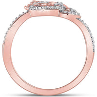 10K Yellow Gold Intertwined King and Queen Heart Ring with Prong-Set Round Diamonds - 1/6 Carat Total Diamond Weight