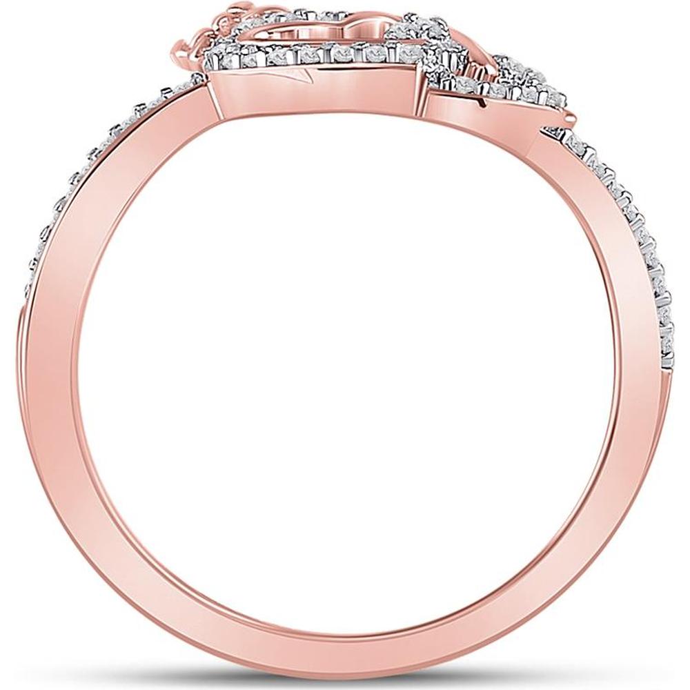 10K Yellow Gold Intertwined King and Queen Heart Ring with Prong-Set Round Diamonds - 1/6 Carat Total Diamond Weight