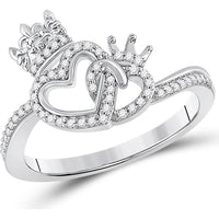 10K Yellow Gold Intertwined King and Queen Heart Ring with Prong-Set Round Diamonds - 1/6 Carat Total Diamond Weight