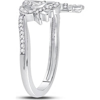10K Yellow Gold Intertwined King and Queen Heart Ring with Prong-Set Round Diamonds - 1/6 Carat Total Diamond Weight