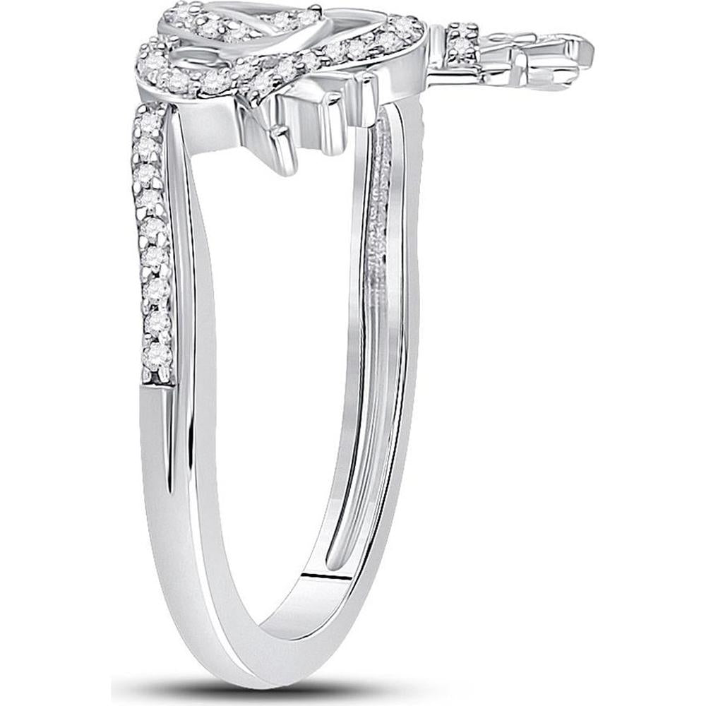 10K Yellow Gold Intertwined King and Queen Heart Ring with Prong-Set Round Diamonds - 1/6 Carat Total Diamond Weight