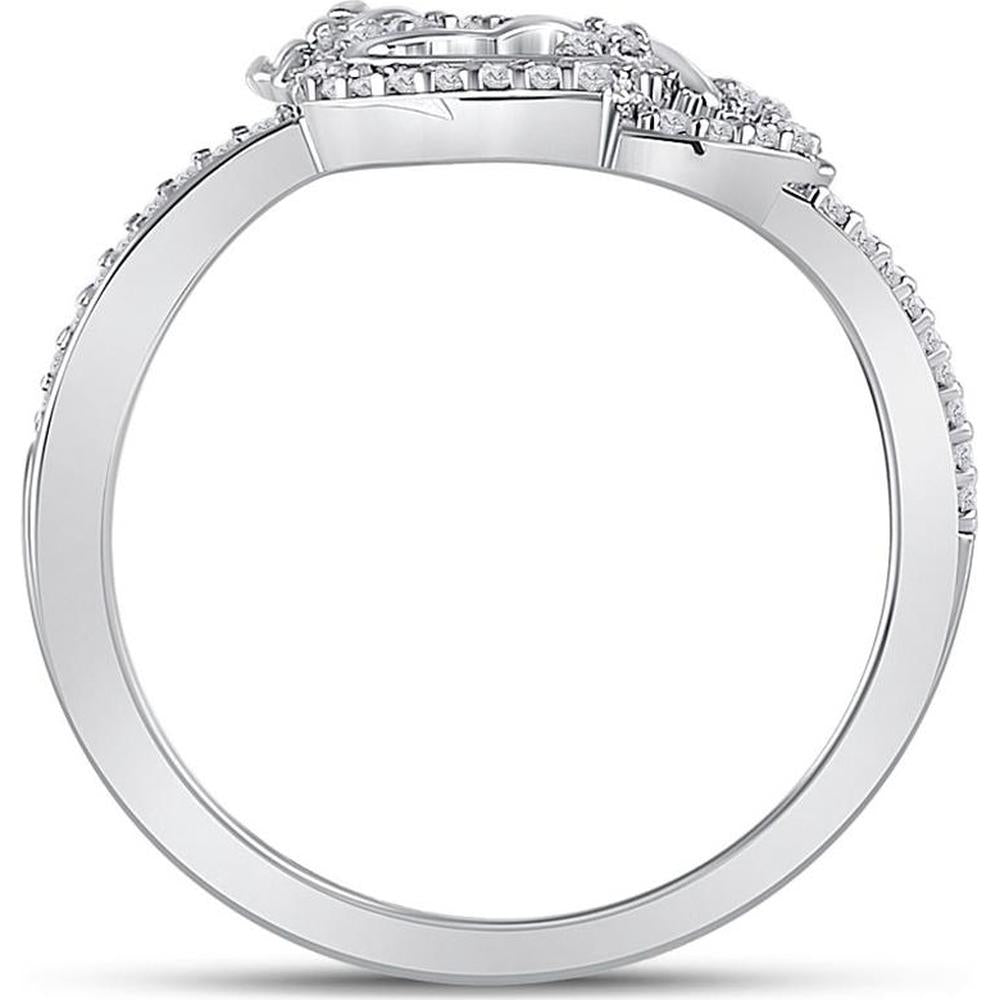 10K Yellow Gold Intertwined King and Queen Heart Ring with Prong-Set Round Diamonds - 1/6 Carat Total Diamond Weight