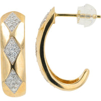10K Yellow Gold J-Hoop Earrings with .25 Carat Total Diamond Weight