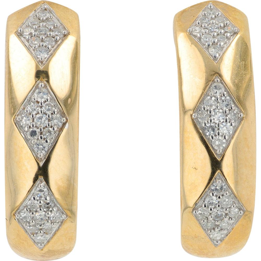 10K Yellow Gold J-Hoop Earrings with .25 Carat Total Diamond Weight