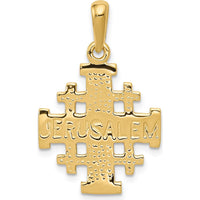 10K Yellow Gold Jerusalem Cross Pendant with Milgrain Detailing - 30mm Length