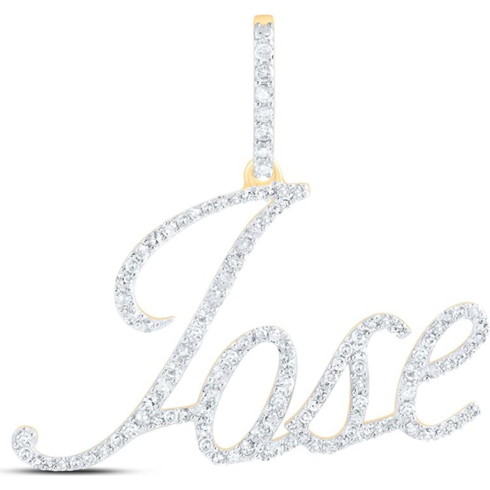 10K Yellow Gold "Jose" Name Pendant with Round Diamonds - 5/8 Carat Total Diamond Weight
