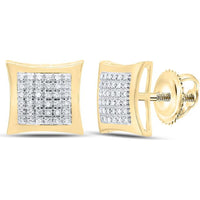 10K Yellow Gold Kite Square Stud Earrings with Pave-Set Round Diamonds - 0.20 Carat Total Diamond Weight