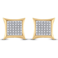 10K Yellow Gold Kite Square Stud Earrings with Pave-Set Round Diamonds - 0.20 Carat Total Diamond Weight