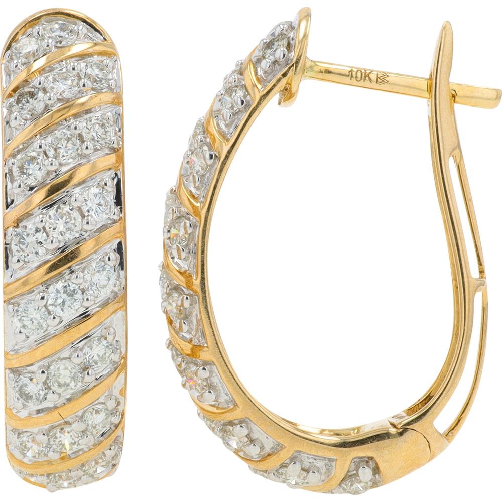 10K Yellow Gold Lab Grown Diamond Hoop Earrings - 1.00 Carat Total Diamond Weight