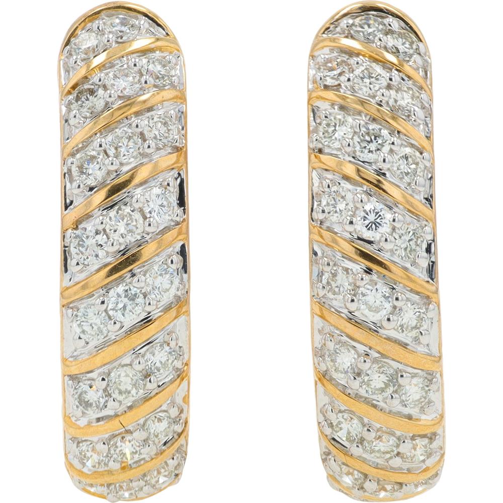 10K Yellow Gold Lab Grown Diamond Hoop Earrings - 1.00 Carat Total Diamond Weight