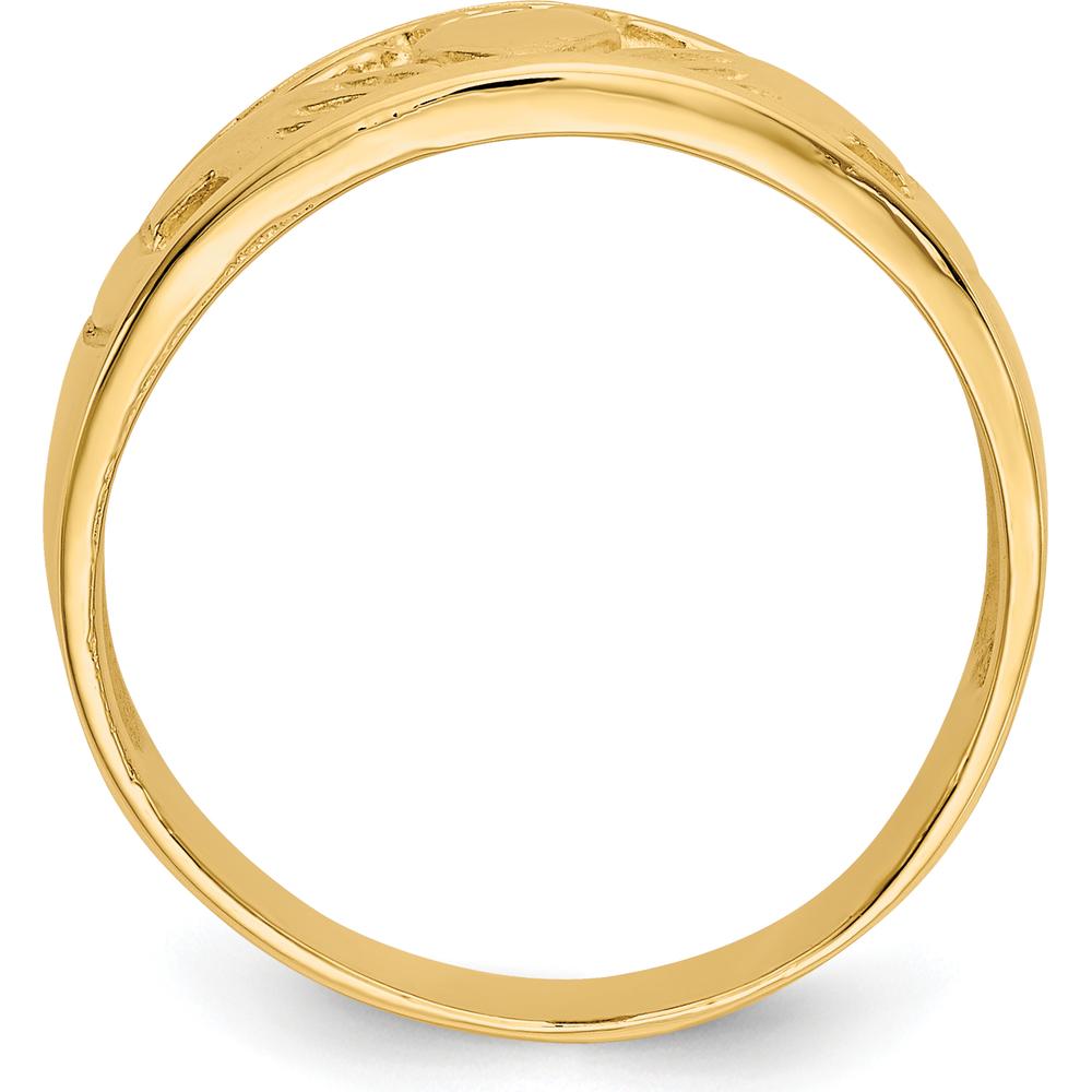 10K Yellow Gold Ladies Claddagh Ring with Polished Finish and Iconic Heart Design