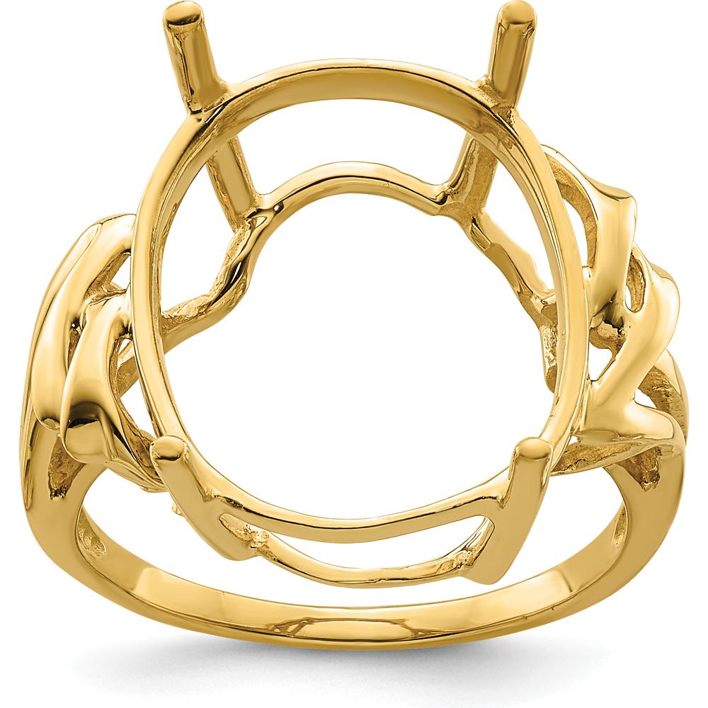 10K Yellow Gold Ladies Ring Mounting - Polished Finish with Tapered Width 18mm Top Length