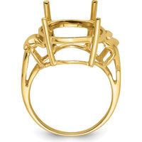 10K Yellow Gold Ladies Ring Mounting - Polished Finish with Tapered Width 18mm Top Length