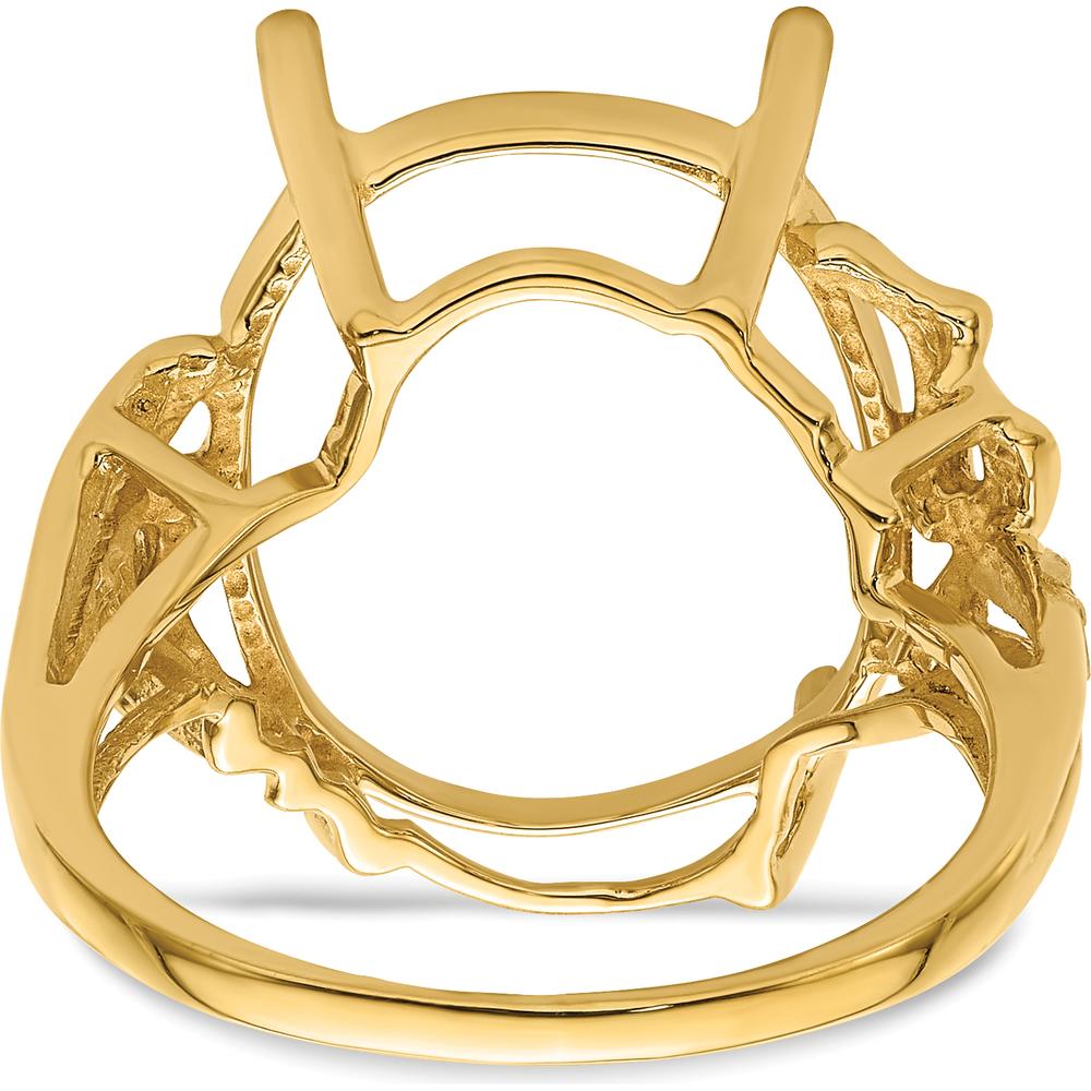 10K Yellow Gold Ladies Ring Mounting - Polished Finish with Tapered Width 18mm Top Length