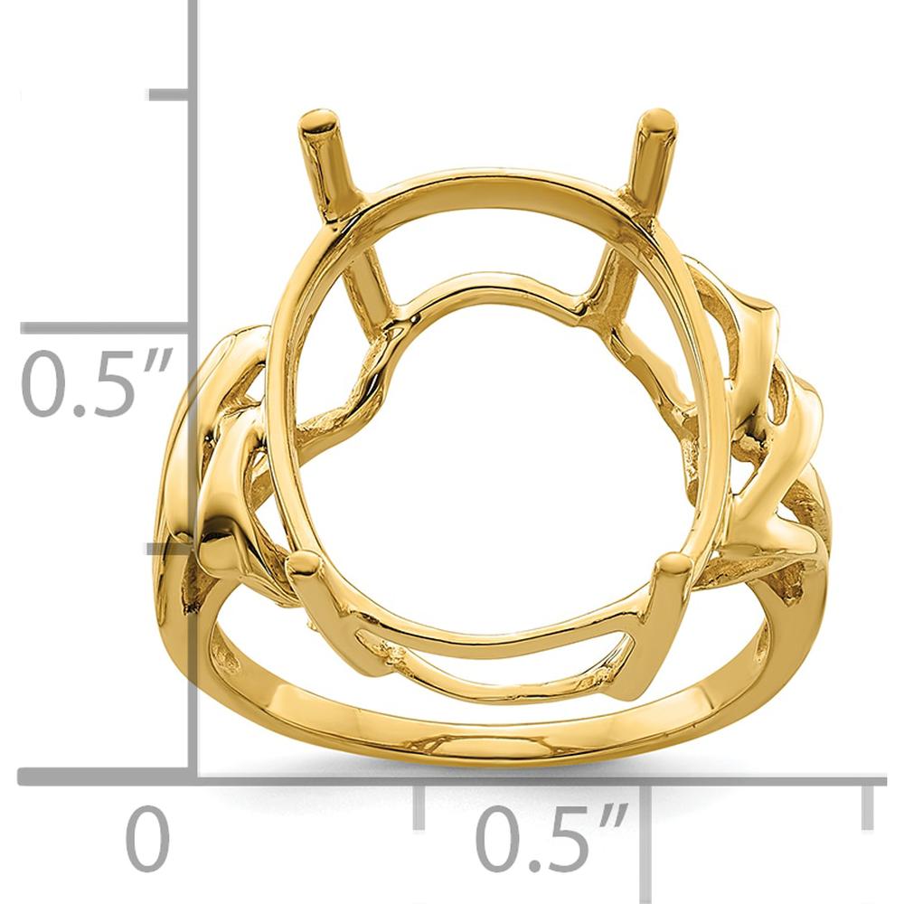 10K Yellow Gold Ladies Ring Mounting - Polished Finish with Tapered Width 18mm Top Length