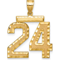 10K Yellow Gold Large Diamond-Cut Number 24 Pendant Charm with Polished Finish