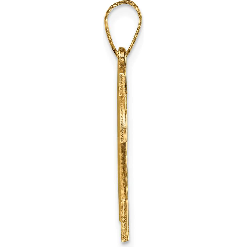 10K Yellow Gold Large Diamond-Cut Number 24 Pendant Charm with Polished Finish