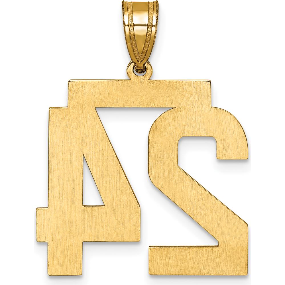 10K Yellow Gold Large Diamond-Cut Number 24 Pendant Charm with Polished Finish