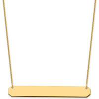 10K Yellow Gold Large Engravable Bar Necklace - 18" Cable Chain