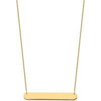 10K Yellow Gold Large Engravable Bar Necklace - 18" Cable Chain