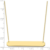10K Yellow Gold Large Engravable Bar Necklace - 18" Cable Chain