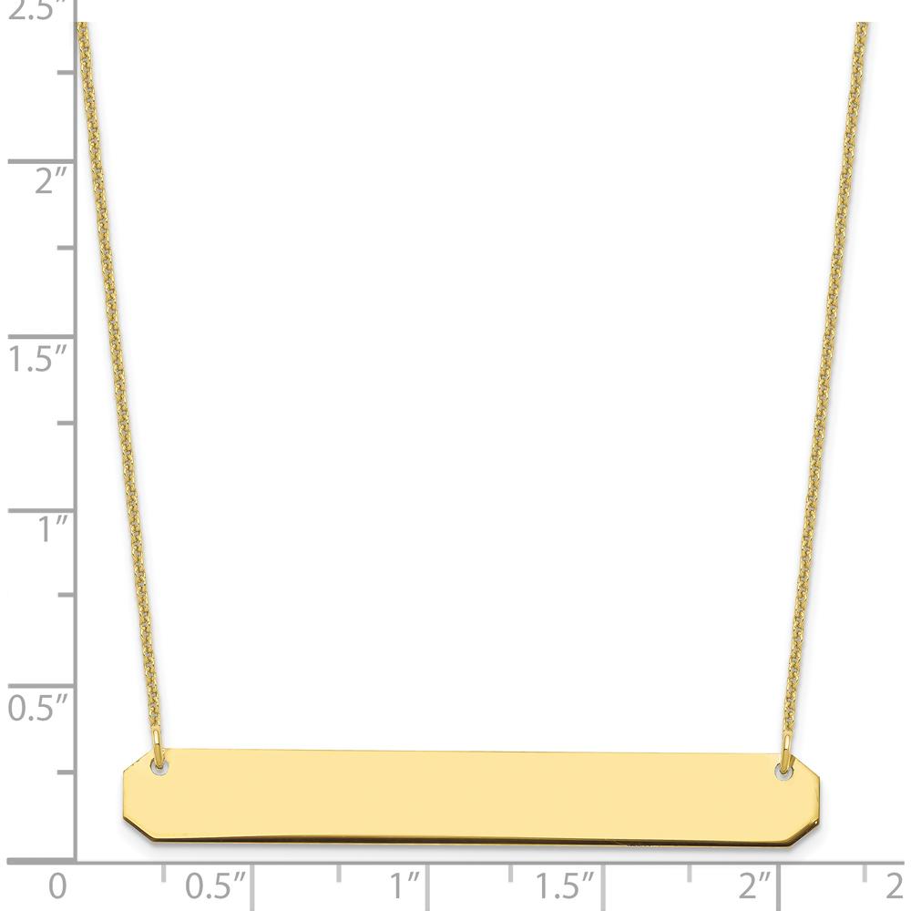 10K Yellow Gold Large Engravable Bar Necklace - 18" Cable Chain