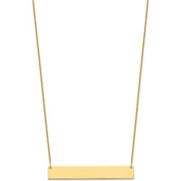 10K Yellow Gold Large Engravable Bar Necklace with Polished Finish and 18" Cable Chain