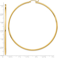 10K Yellow Gold Large Hoop Earrings - Polished Finish - 75mm Length